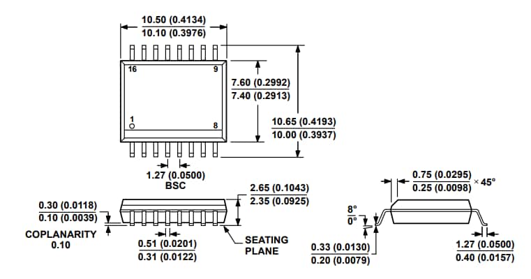 Mechanical Drawing - Analog Devices Inc. ADuM5401x Quad-Channel Digital Isolators